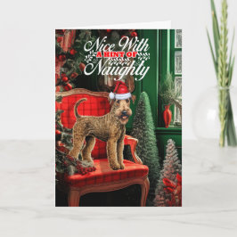 Airedale Terrier Christmas Dog Naughty oder Nice Feiertagskarte