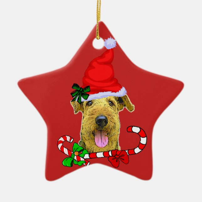 Airedale Terrier Christmas Keramik Ornament (Vorne)