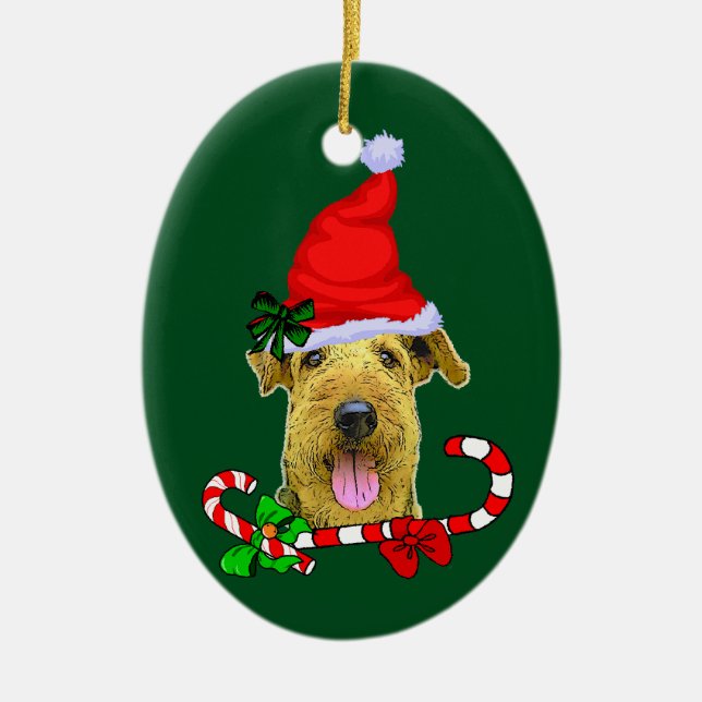 Airedale Terrier Christmas Keramik Ornament (Vorne)