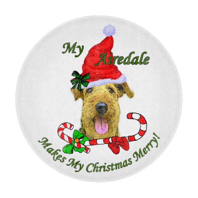 Airedale Terrier Christmas Merry Schneidebrett (Vorderseite)