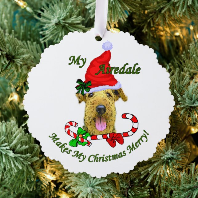 Airedale Terrier Christmas Ornament Karte (Insitu (Baum))
