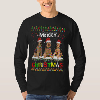 Airedale Terrier Christmas Tree Light Pajama Xmas T-Shirt