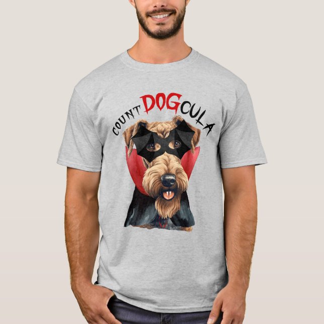 Airedale Terrier Count DOGcula Funny Dog Lover T-Shirt (Vorderseite)