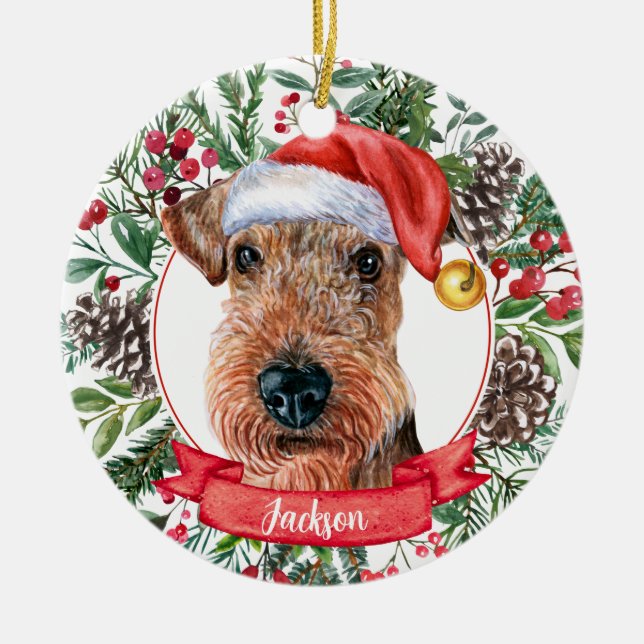 Airedale Terrier Custom Keramik Ornament (Vorne)