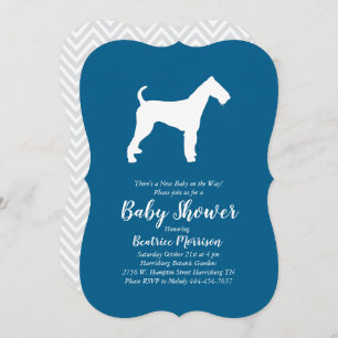 Airedale Terrier Dog Baby Shower Blue Boy Einladung