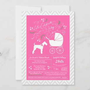Airedale Terrier Dog Babydusche Pink Girl Einladung