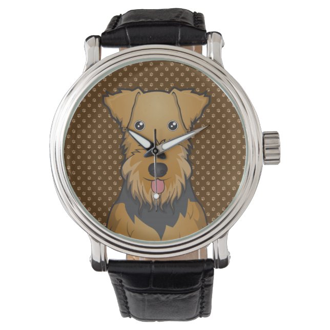 Airedale Terrier Dog Cartoon Paws Armbanduhr (Vorderseite)