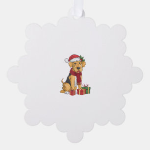 Airedale Terrier Dog Christmas Outfits Weihnachtsm Ornament Karte
