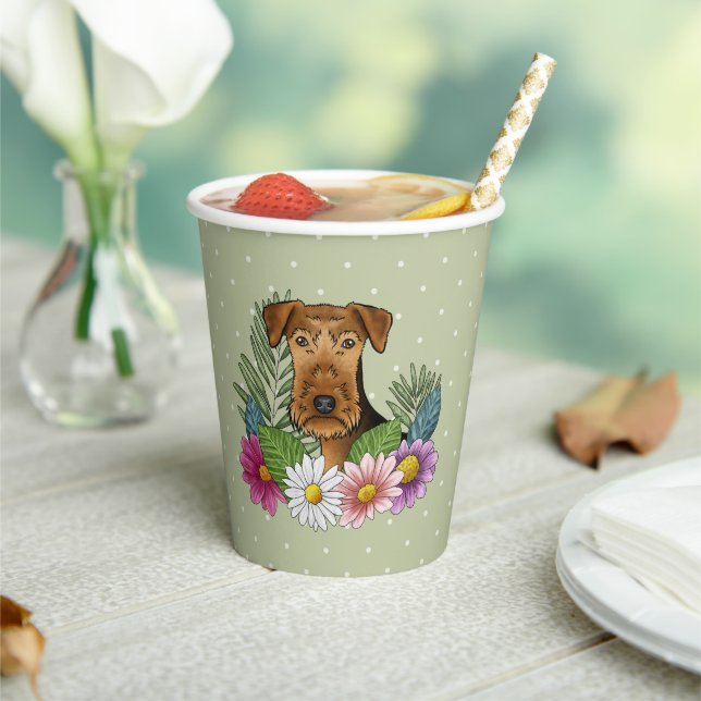Airedale Terrier Dog Colorful Summer Blume Pappbecher (In Situ)