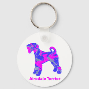 Airedale Terrier Dog Crazy Hot Pink & Blue Schlüsselanhänger