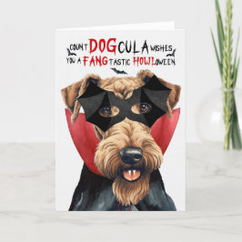 Airedale Terrier Dog Funny Count DOGcula Halloween Feiertagskarte