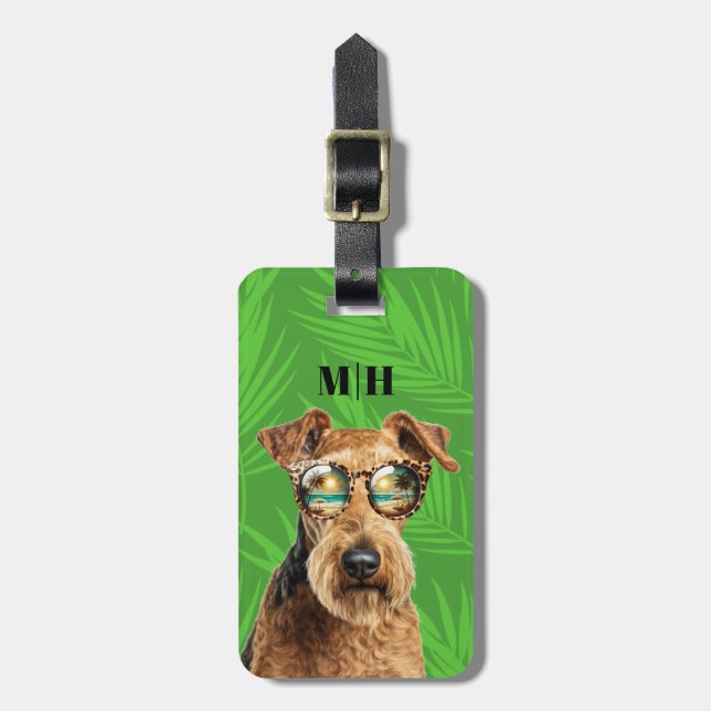 Airedale Terrier Dog Gepäckträger Tag Gepäckanhänger (Vorderseite vertikal)