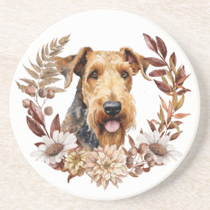 Airedale Terrier Dog Herbstkranz Getränkeuntersetzer