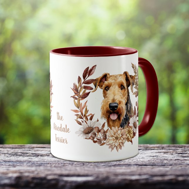 Airedale Terrier Dog Herbstkranz Tasse (Von Creator hochgeladen)