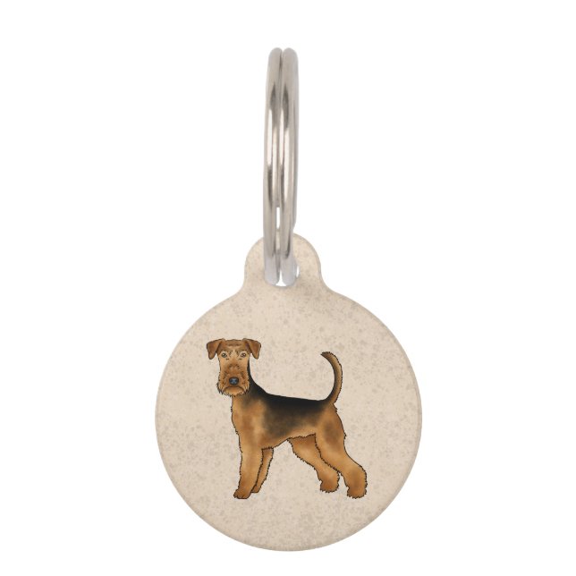 Airedale Terrier Dog Illustration Bingley Terrier Haustiermarke (Vorderseite)