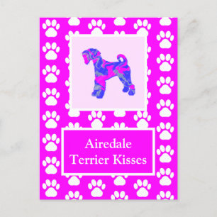 Airedale Terrier Dog Kisses Silhouette Niedlich P& Postkarte