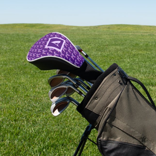 Airedale Terrier Dog Lila Silhouette Monogramm Golf Headcover (In SItu)
