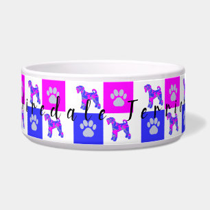 Airedale Terrier Dog & Paw Crazy Hot Pink Dog Bowl Napf