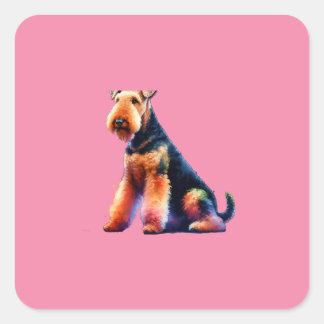 Airedale Terrier Dog Quadratischer Aufkleber