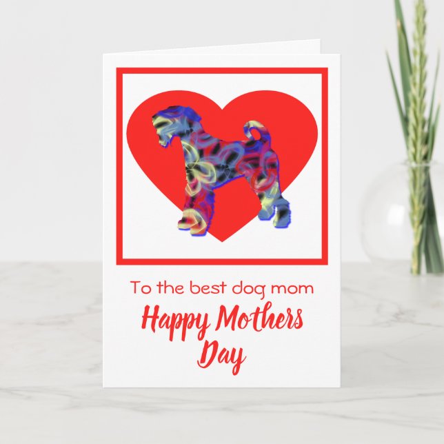 Airedale Terrier Dog Red Heart Mother Day Card Dankeskarte (Vorderseite)