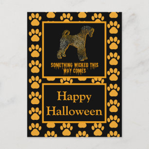 Airedale Terrier Dog Silhouette Halloween Orange Postkarte