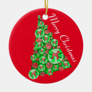 Airedale Terrier Dog Silhouette Weihnachtsbaum Rot Keramik Ornament