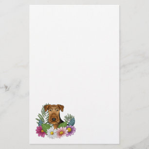 Airedale Terrier Dog und farbenfrohe Wildblumen Briefpapier