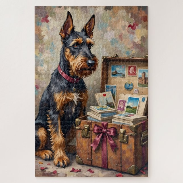 Airedale Terrier Dog Vintage Love Postcards Puzzle (Vertikal)