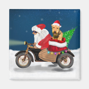 Airedale Terrier Dog Weihnachten Weihnachtsmann Magnet