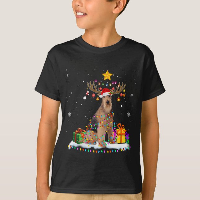 Airedale Terrier Dog Weihnachtsmann Weihnachten We T-Shirt (Vorderseite)