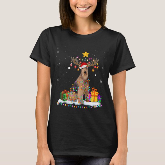 Airedale Terrier Dog Weihnachtsmann Weihnachten We T-Shirt (Vorderseite)