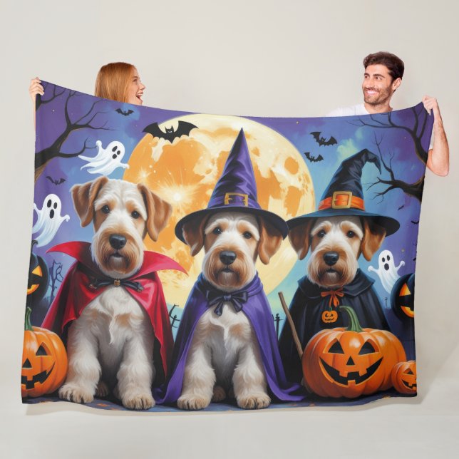 Airedale Terrier Dogs Pumpkin Halloween Funny Fleecedecke (Beispiel)