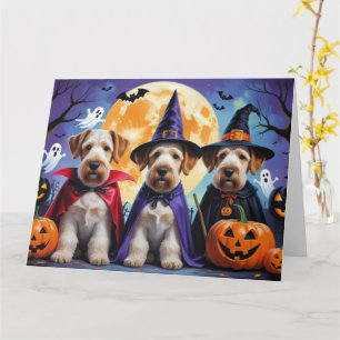 Airedale Terrier Dogs Pumpkin Halloween Funny Karte