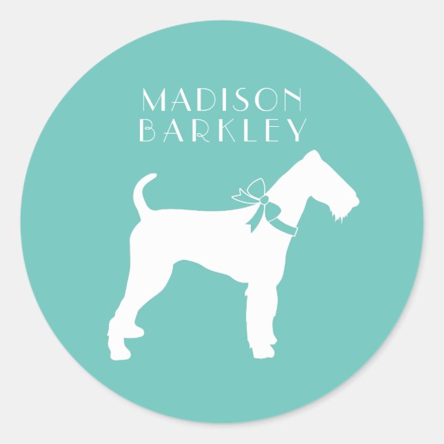 Airedale Terrier Doppy Puppy Runder Aufkleber (Vorderseite)