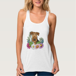 Airedale Terrier Dose mit Hübschen Blume Tank Top