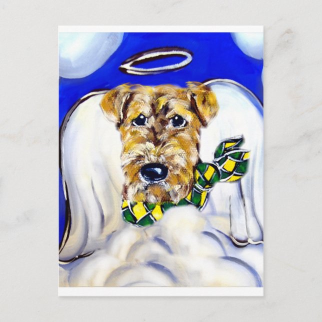 Airedale Terrier Engel Postkarte (Vorderseite)