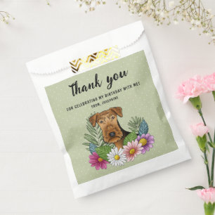 Airedale Terrier Farbenfrohe Blume Geburtstag Dank Geschenktütchen