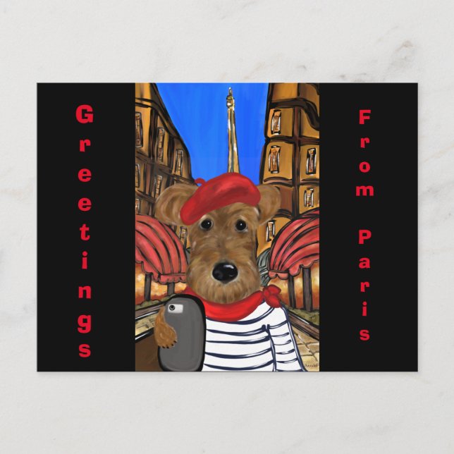 Airedale Terrier Feiertagspostkarte (Vorderseite)