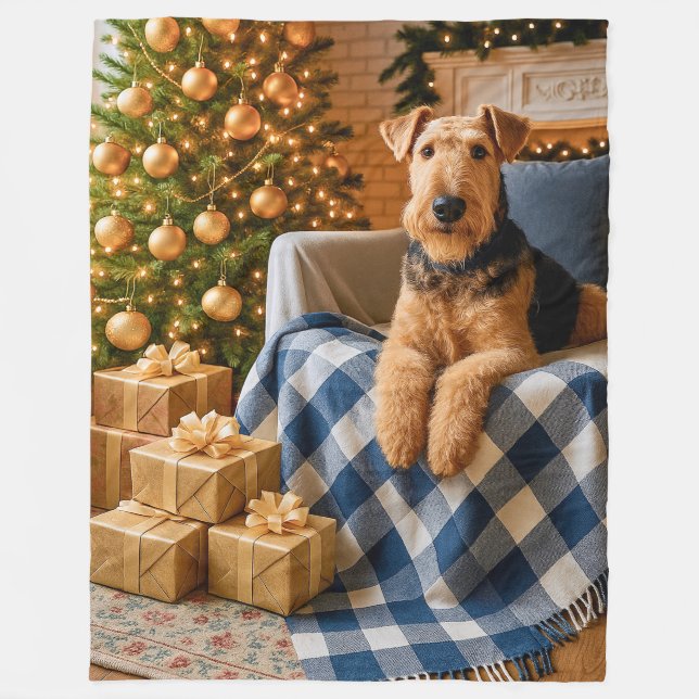 Airedale Terrier Ferien  Fleecedecke (Vorderseite)