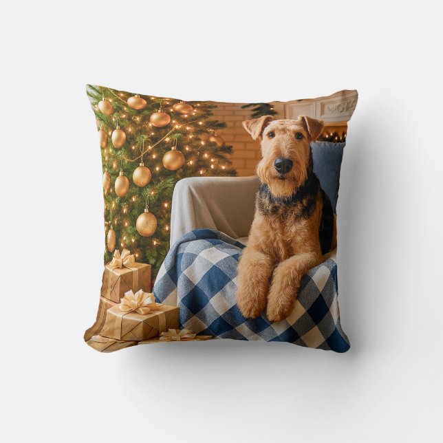 Airedale Terrier Ferien  Kissen (Vorderseite)