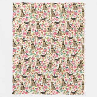 Airedale Terrier Floral Drucktuch Fleecedecke