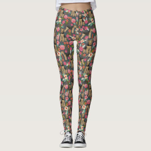 Airedale Terrier Floral print Leggings - Holzkohle
