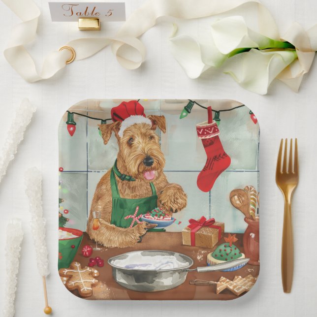Airedale Terrier Frische Pasta machen Pappteller (Hochzeit)