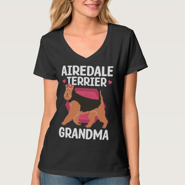 Airedale Terrier Grandma Dog Owner Airedale Terrie T-Shirt (Vorderseite)