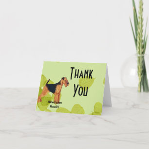 Airedale Terrier ~ Green Blätter Design Dankeskarte