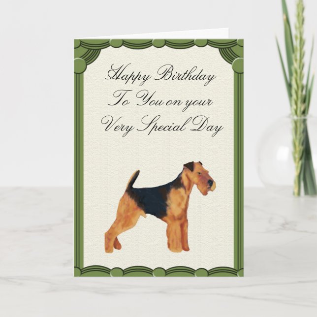 Airedale Terrier Happy Birthday Card Karte (Vorderseite)