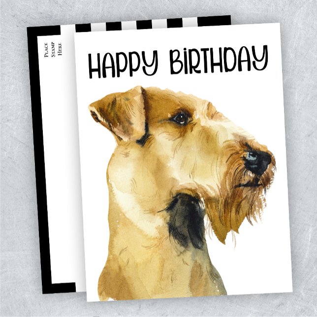 Airedale Terrier Happy Birthday Watercolor Dog Postkarte (Von Creator hochgeladen)