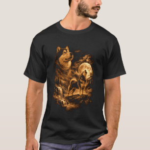 Airedale Terrier Heulender Mond Hund Fantasy Wald T-Shirt