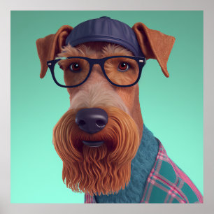 Airedale Terrier Hipster Doster Poster