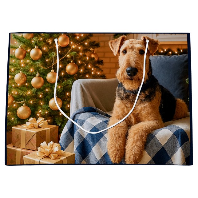 Airedale Terrier Holiday  Große Geschenktüte (Vorderseite)
